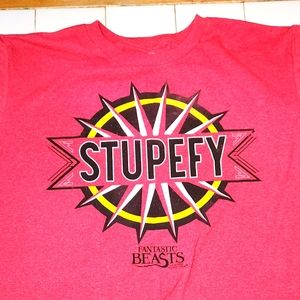 Harry Potter Fantastic Beasts Stupefy Short Sleeve Red Youth T-Shirt XXL E 27